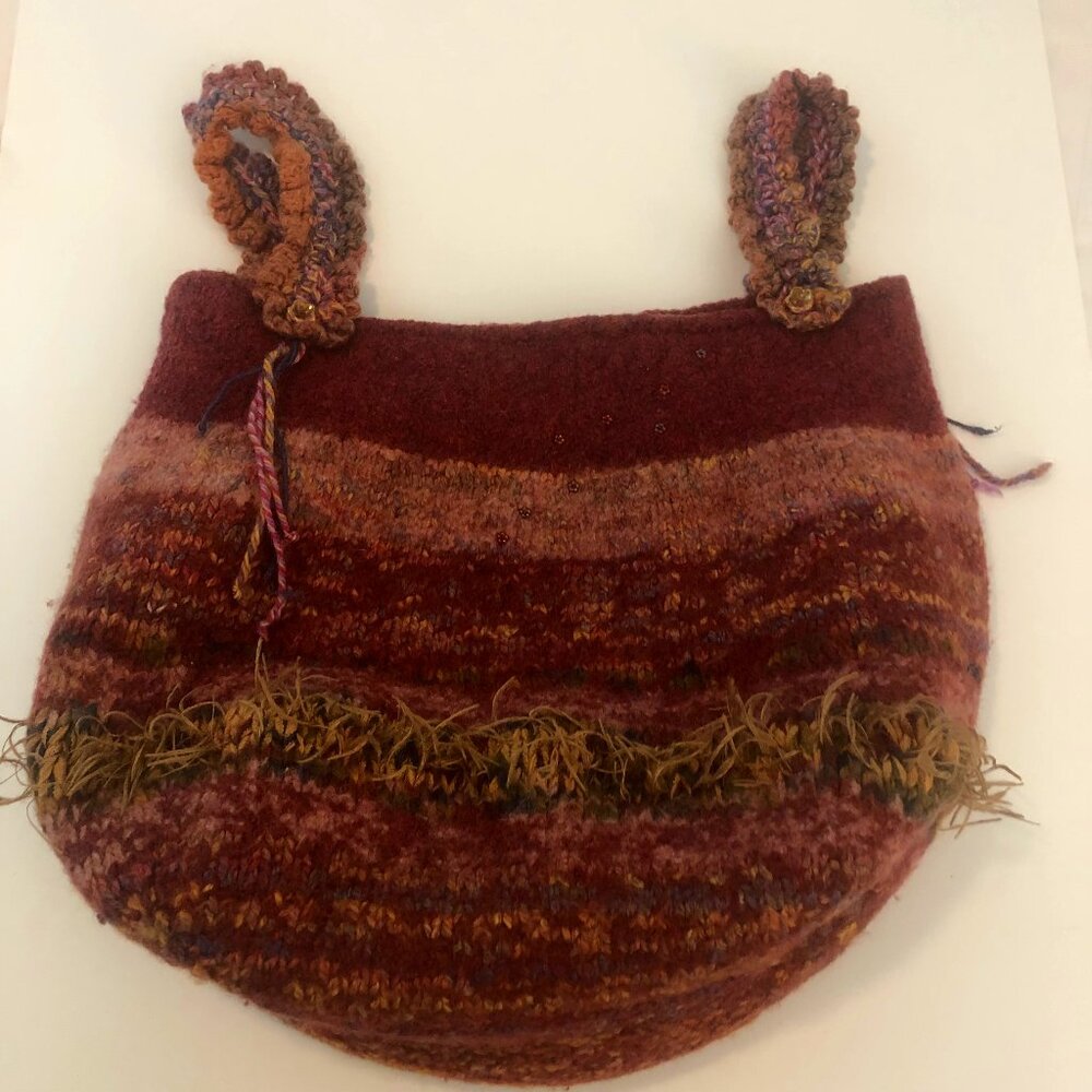 Vintage Handcrafted Wool Shoulder Bag | Shigra-Inspired Artisan Piece - Picture 6 of 14